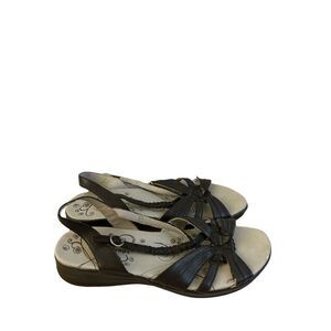 Baretrap 9.5 Jacee black leather sandals adj strap